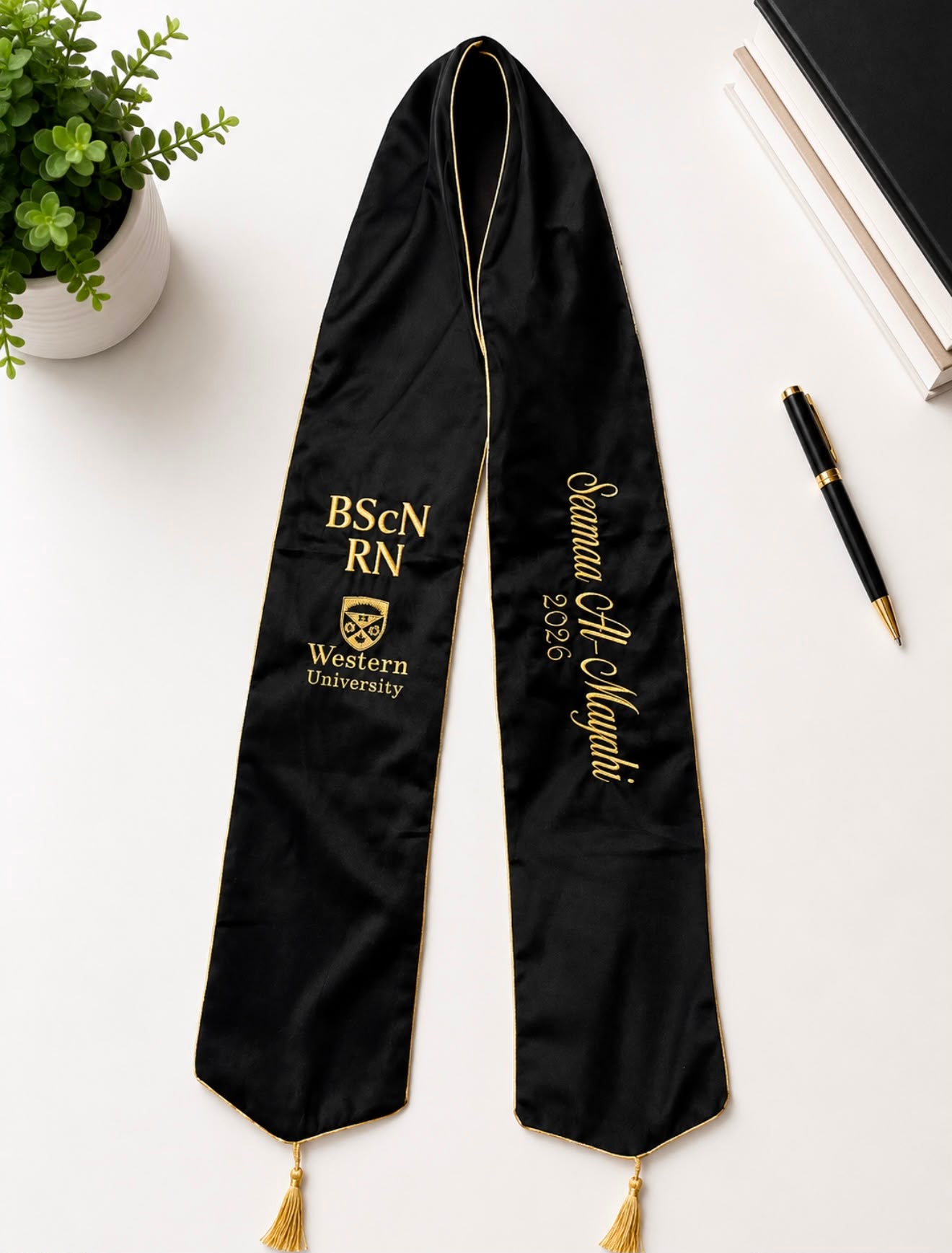Custom velvet graduation stole