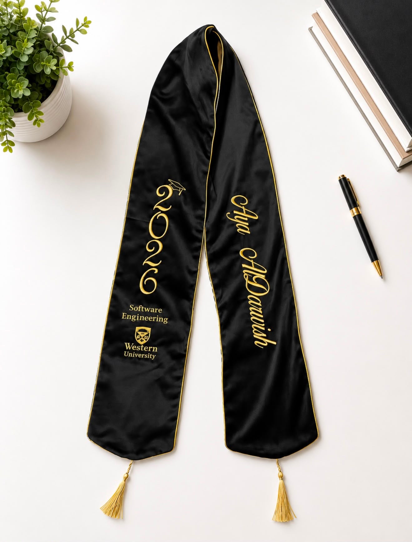 Custom velvet graduation stole