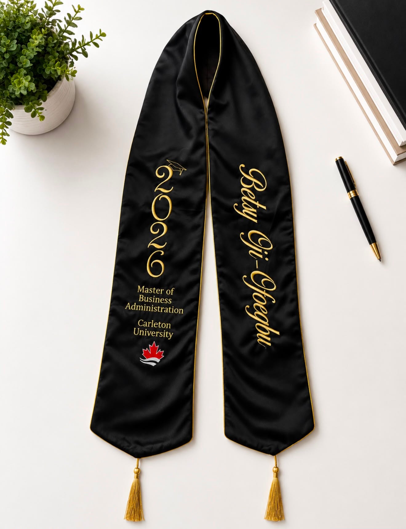 Custom velvet graduation stole