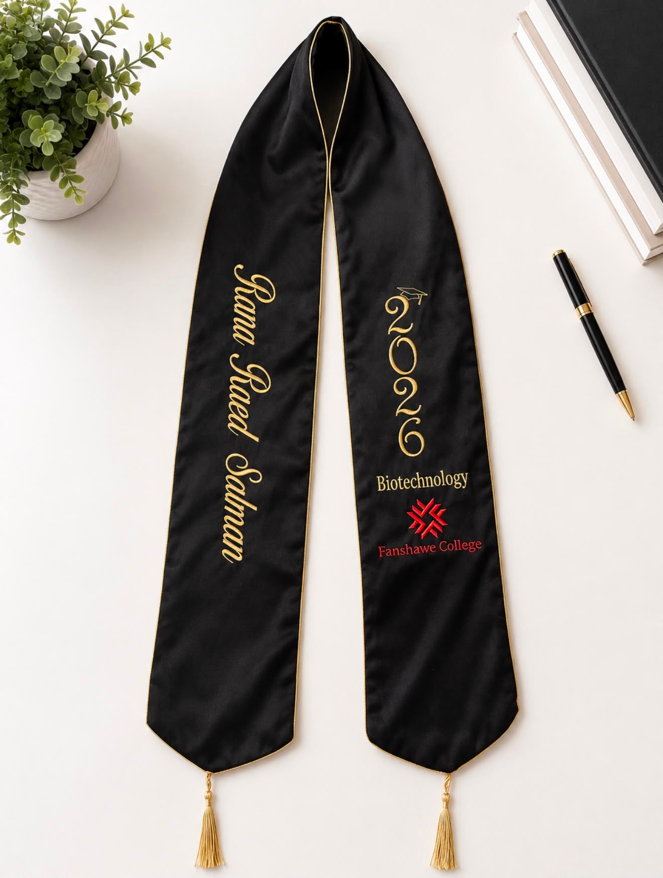 Custom velvet graduation stole