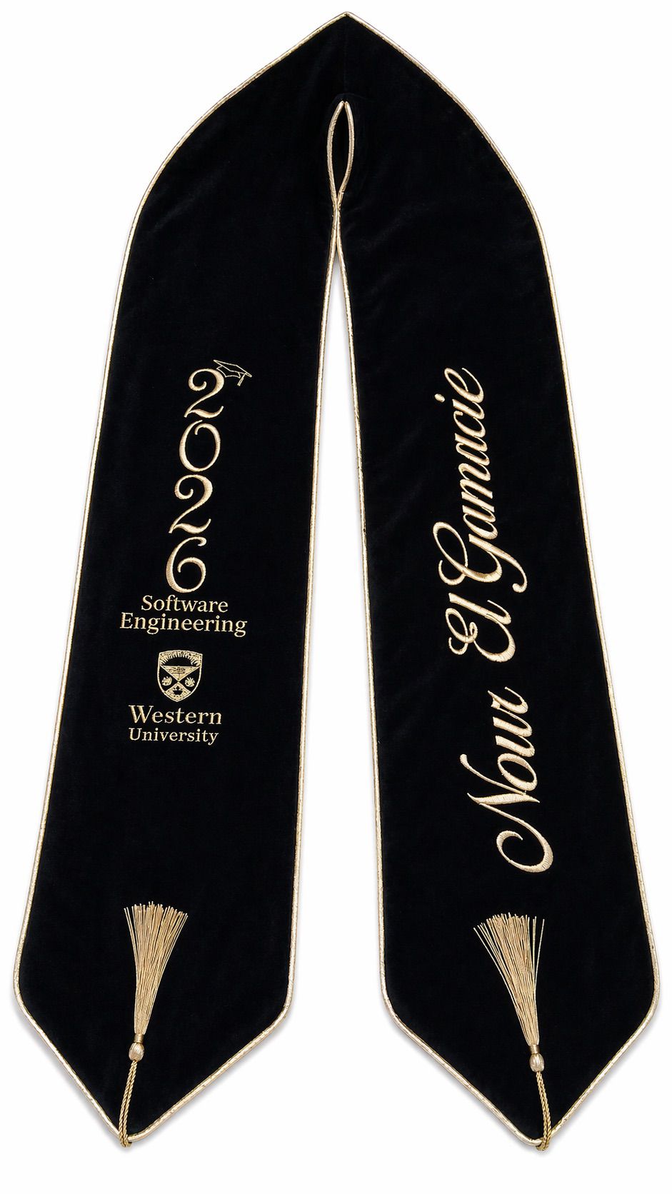 Custom velvet graduation stole