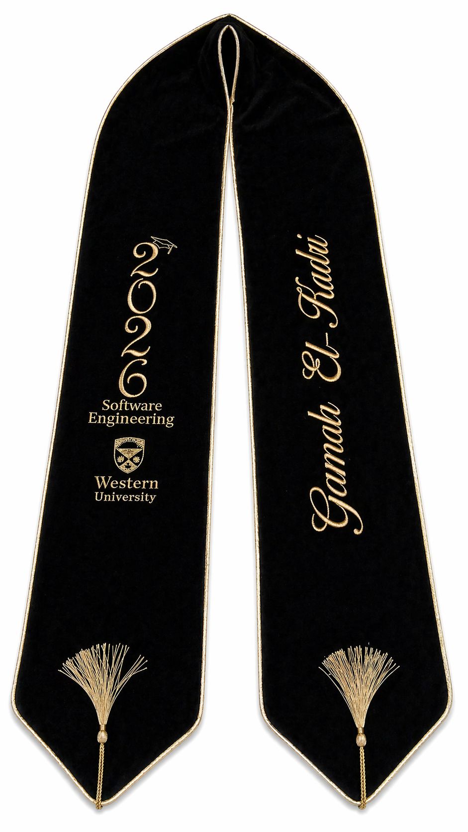 Custom velvet graduation stole