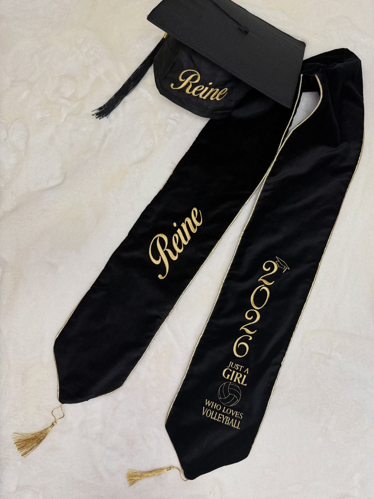 Custom velvet graduation stole