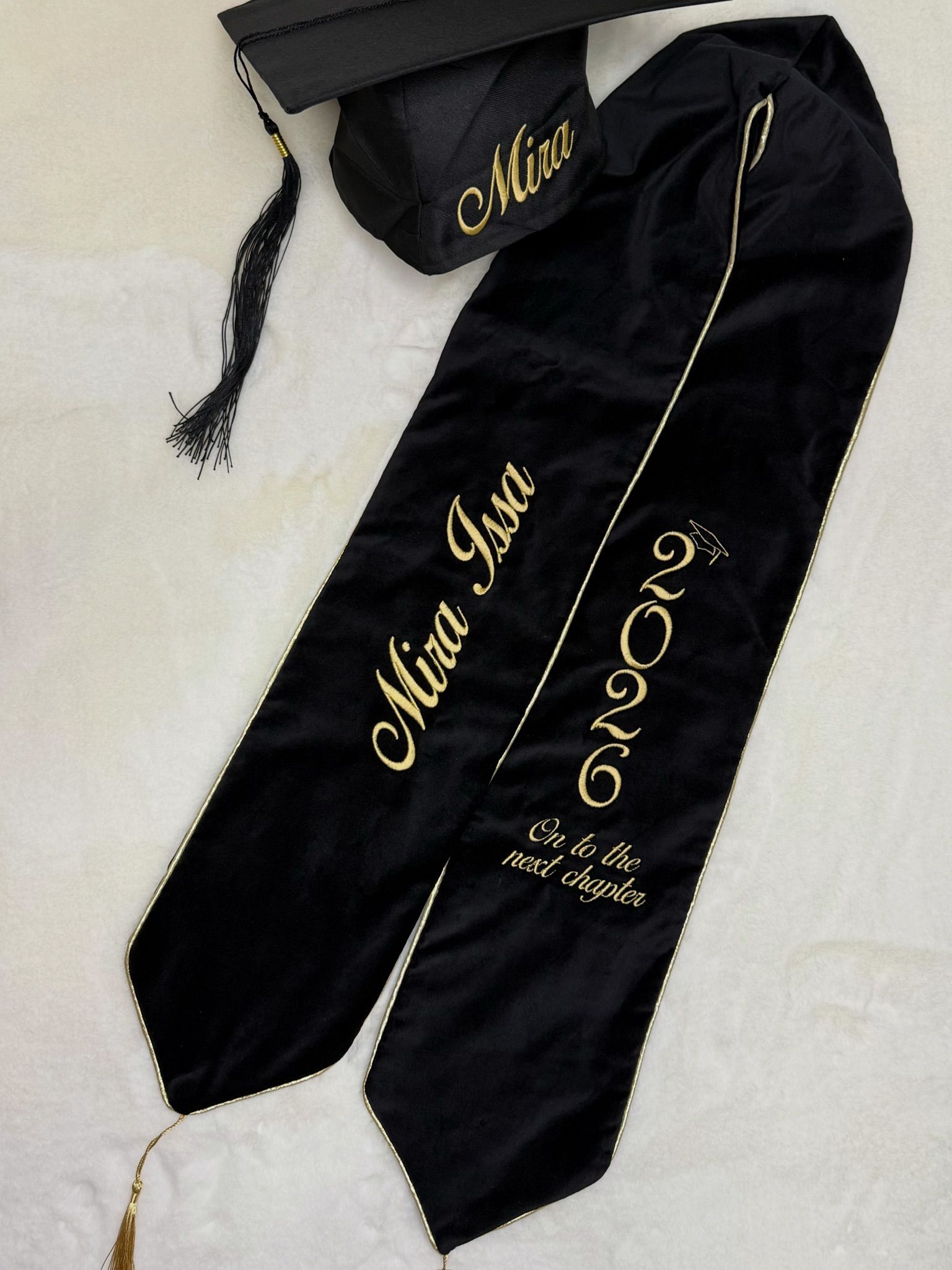 Custom velvet graduation stole